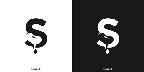 Simple Letter S For Soy Milk Logo Design Template.