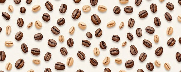 A diverse arrangement of coffee beans on a neutral background for culinary inspiration.