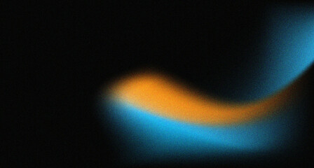 Grainy blue orange abstract poster background dark blue  color wave black backdrop vibrant header banner design