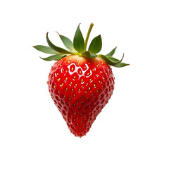 Close-up of a vibrant, ripe strawberry with lush green leaves