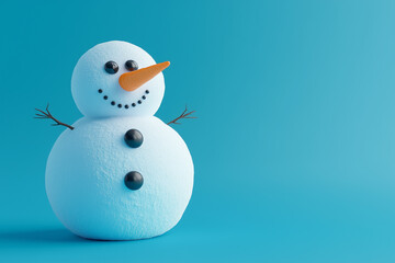 Obraz premium Solitary 3D snowman with a carrot nose and coal eyes isolated 