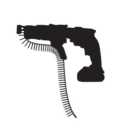 Drywall Screw Nail Gun Silhouette Vector Illustration