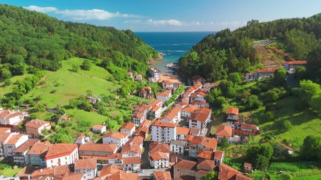 Aerial view of Ea fishing village in Biscay, Basque Country, Spain