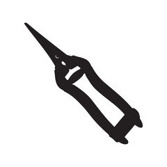 Florist Trimming Plant Scissor Silhouette Vector Illustration