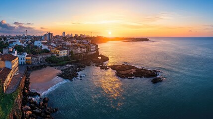 Sunset Over the Coastal City of Salvador, Brazil