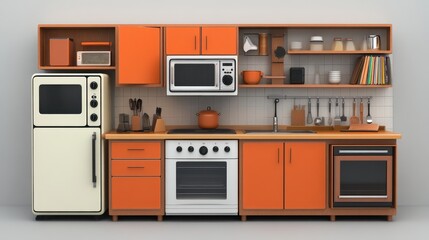Fototapeta premium Kitchen appliance microwave furniture.