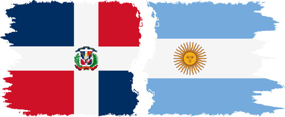 Argentina and Dominican Republic grunge flags connection, vector