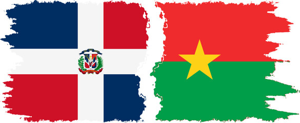 Burkina Faso and Dominican Republic grunge flags connection, vector