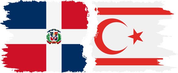Turkish Republic of Northern Cyprus and Dominican Republic grunge flags connection, vector