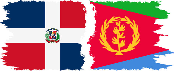Eritrea and Dominican Republic grunge flags connection, vector