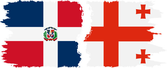 Georgia and Dominican Republic grunge flags connection, vector