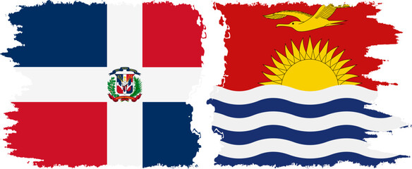 Kiribati and Dominican Republic grunge flags connection, vector