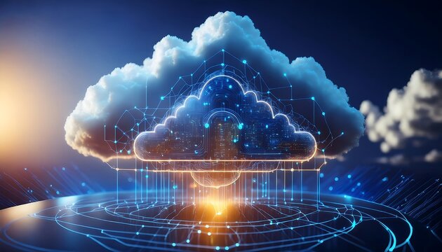 Abstract representation of cloud computing and data networks