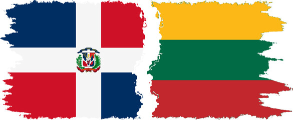 Lithuania and Dominican Republic grunge flags connection, vector