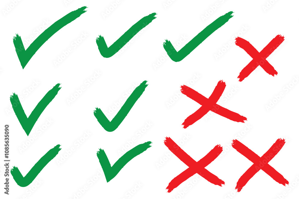 Poster doodle hand drawn chalk check mark set. charcoal pencil checklist icons, sketch checkboxes, tick and