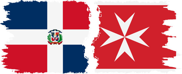 Malta and Dominican Republic grunge flags connection, vector