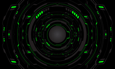 Set of sci fi green grey cyber line circle system technology futuristic design modern creative on black background vector