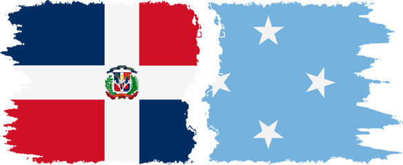 Fototapeta premium Federated States of Micronesia and Dominican Republic grunge flags connection, vector