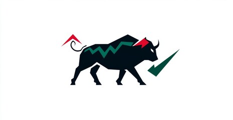 Bull market symbol with upward trend arrow