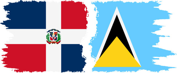 Saint Lucia and Dominican Republic grunge flags connection, vector