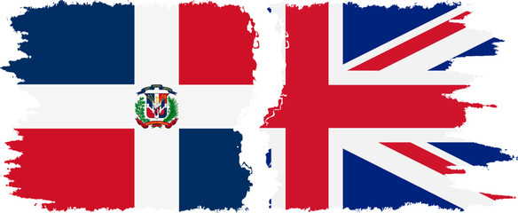 UK and Dominican Republic grunge flags connection, vector