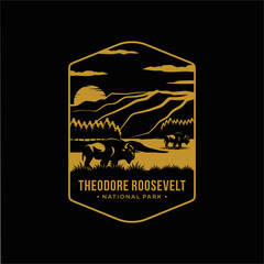 Line art Theodore Roosevelt National Park patch logo illustration