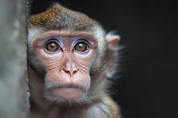 Obraz premium Southern pig-tailed macaque portrait. Beautiful simple AI generated image
