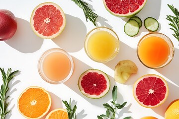 Naklejka premium Fruits and Vegetables Juices isolated on a white background, close up