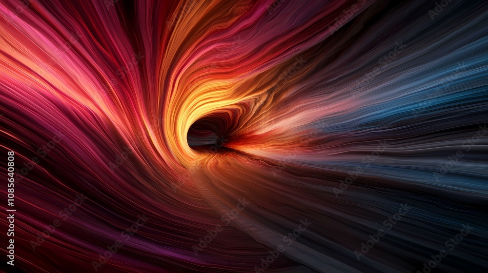 Aufkleber the image shows a swirling, abstract tunnel of vibrant colors, ranging from deep reds and oranges to
