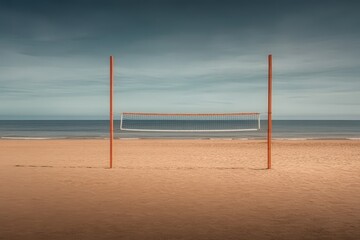 fog-covered piers accented by soothing teal lights, creating a serene and atmospheric seascape. Beautiful simple AI generated image