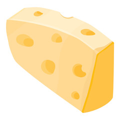 Piece of cheese isolated on white background. Tasty slice of fresh cheese. Cheese icon