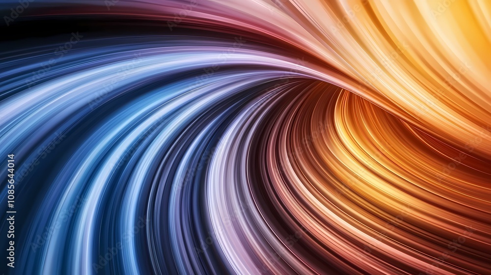 Poster the image contains a swirling vortex of vibrant, multicolored streaks of light that transition smoot