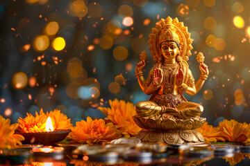 Fototapeta premium Beautiful greeting card with holiday composition for Akshaya Tritiya