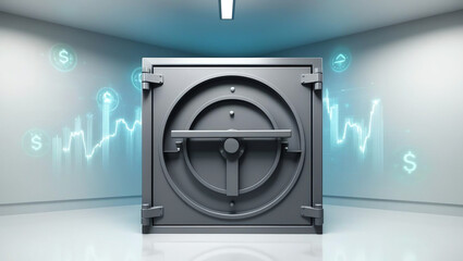 Strong vault door symbolizing secure financial protection against market fluctuations and economic uncertainty