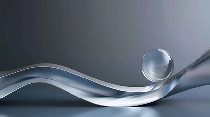 Digital Technology Silver Blue abstract wave and sphere poster background