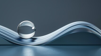 Digital Technology Silver Blue abstract wave and sphere poster background