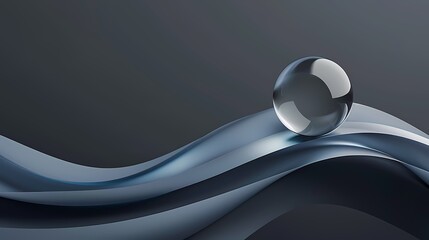 Digital Technology Silver Blue abstract wave and sphere poster background