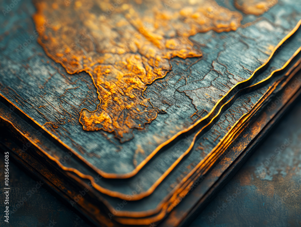 Poster textured surface with rusty patterns and metallic accents showcasing detailed layers of weathered ma