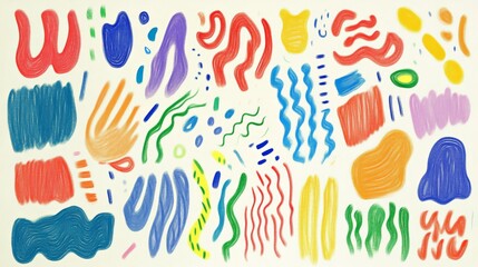 Colorful Abstract Shapes Hand Drawn Art Print