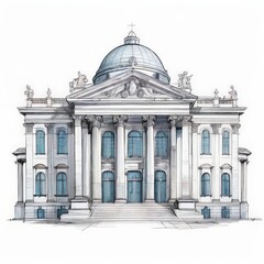 the AI Image Generator, Government building isolated on white created