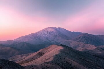 Fototapeta premium Foggy mountain forest scene with wide-angle perspective. Beautiful simple AI generated image