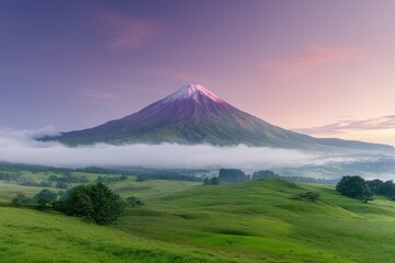 View of beautiful moody landscape in the Alps - generative ai. Beautiful simple AI generated image