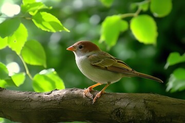 Obraz premium Female Ruby-crowned kinglet.. Beautiful simple AI generated image