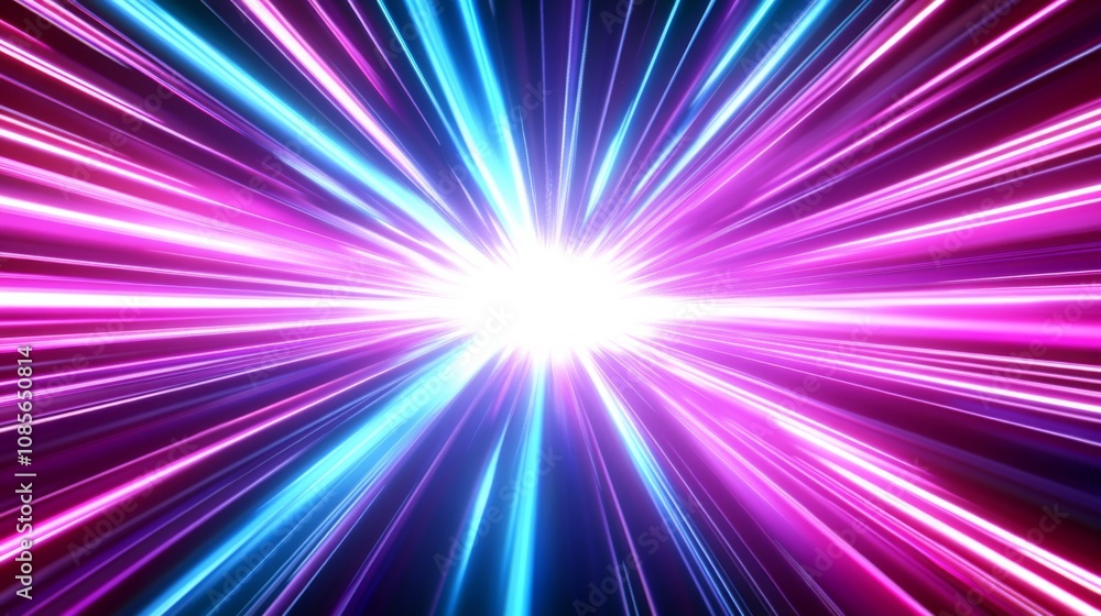 Poster abstract starburst background with vibrant colors in radial pattern on dark background - futuristic 