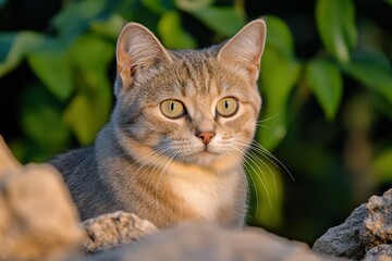 close up of bengal cat eye and face - cat eyes - pure breed bengal female . Beautiful simple AI generated image
