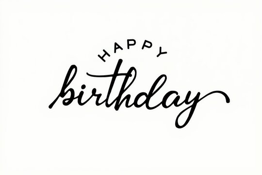 Elegant happy birthday calligraphy design with minimalistic style for celebrations.