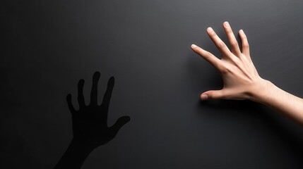 Dark shadow reaching toward person