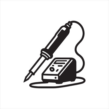 black soldering iron and station clip art preview