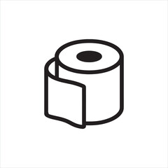 toilet tissue paper roll icon linear silhouette on white background
