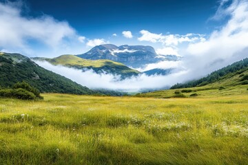 Fototapeta premium View on the mountain Pumori in Everest region - Himalayas, Nepal. Beautiful simple AI generated image